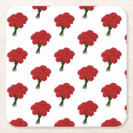 Boeket van rode anjers - Elegante romantische kuns Kartonnen Onderzetters