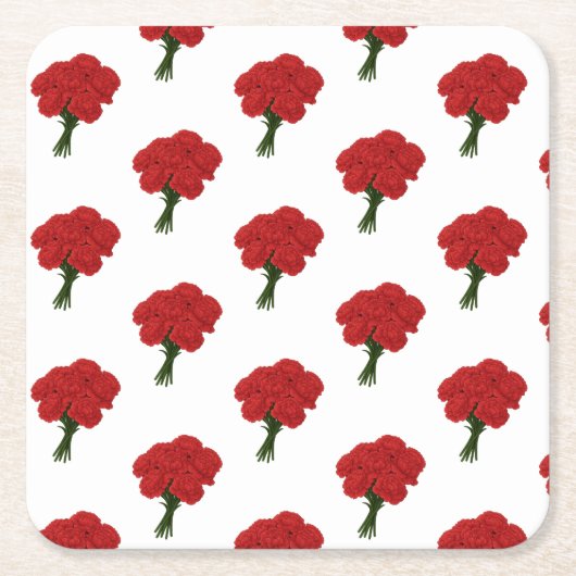 Boeket van rode anjers - Elegante romantische kuns Kartonnen Onderzetters (Voorkant)