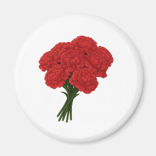 Boeket van rode anjers - Elegante romantische kuns Magneet