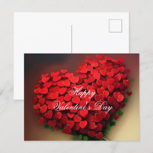 Boeket van rode harten valentijn briefkaart