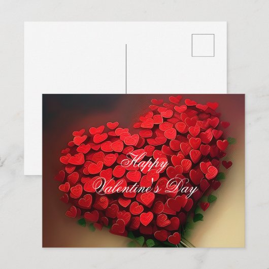 Boeket van rode harten valentijn briefkaart (Voorkant / Achterkant)