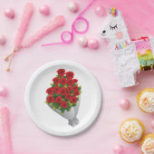 Boeket van rode rozen papieren bordje (Feest)