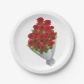 Boeket van rode rozen papieren bordje (Voorkant)