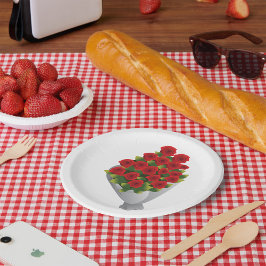 Boeket van rode rozen papieren bordje