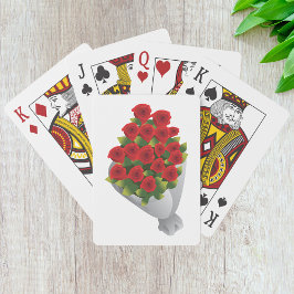 Boeket van rode rozen pokerkaarten