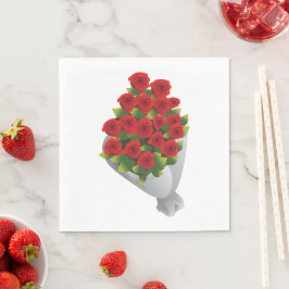 Boeket van rode rozen servet