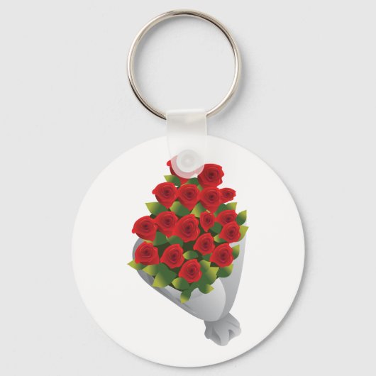 Boeket van rode rozen sleutelhanger (Achterkant)