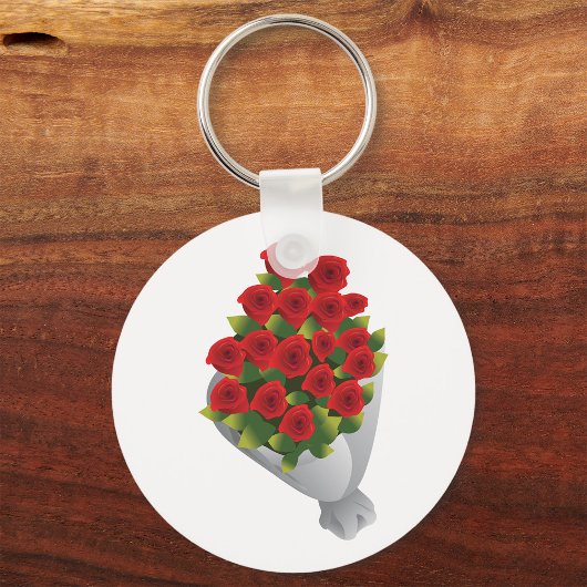 Boeket van rode rozen sleutelhanger
