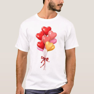 Boeket van rood, roze en goud hartvormig t-shirt
