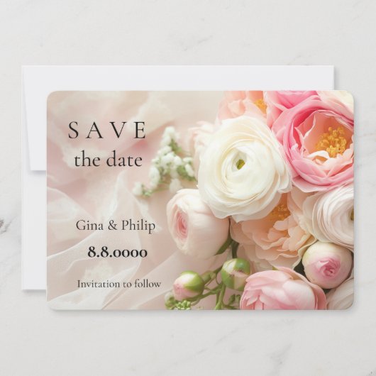 Boeket van roze en witte ranunculus close-up (Voorkant)