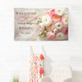 Boeket van roze en witte ranunculus close-up spandoek (Insitu)