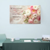 Boeket van roze en witte ranunculus close-up spandoek (Beurs)