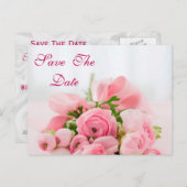 Boeket van roze rozen 60e verjaardag Save the date Aankondigingskaart (Voorkant / Achterkant)