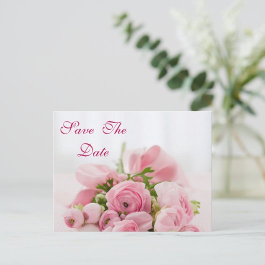 Boeket van Roze Rozen 75e verjaardag Save the date Aankondigingskaart (Staand voorkant)