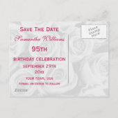 Boeket van Roze Rozen 95e verjaardag Save the date Aankondigingskaart (Achterkant)