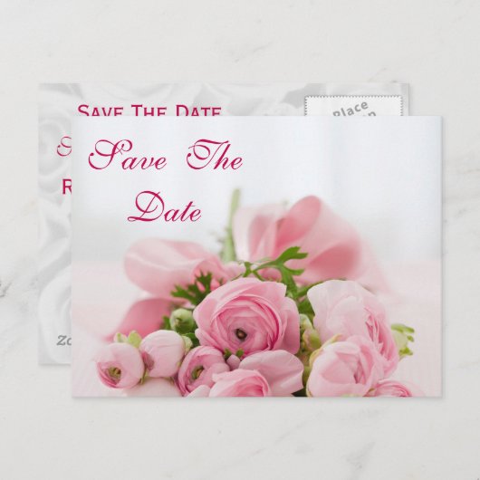 Boeket van roze rozen pensioen Save the date Aankondigingskaart (Voorkant / Achterkant)