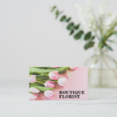 Boeket van roze tulpen | bloemist visitekaartje (Staand voorkant)