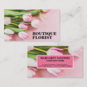 Boeket van roze tulpen | bloemist visitekaartje (Voorkant / Achterkant)