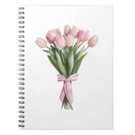 Boeket van roze tulpen notitieboek