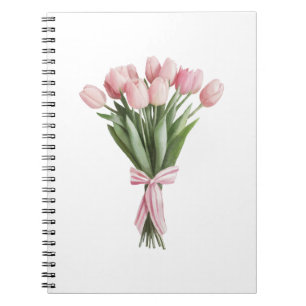 Boeket van roze tulpen notitieboek