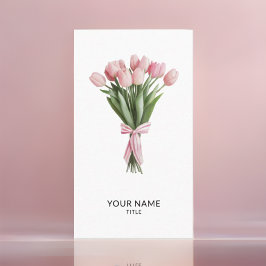 Boeket van Roze Tulpen QR Code Visitekaartje