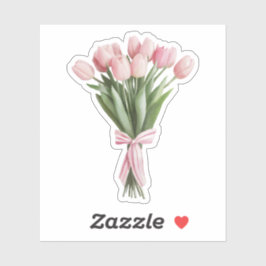 Boeket van roze tulpen sticker