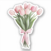 Boeket van roze tulpen sticker (Voorkant)
