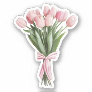 Boeket van roze tulpen sticker