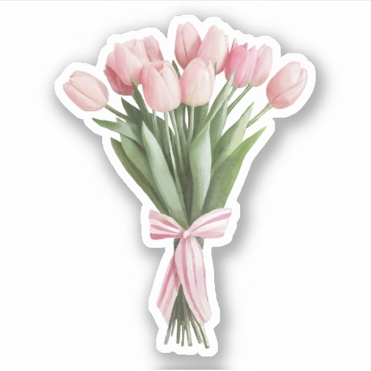 Boeket van roze tulpen sticker (Voorkant)