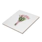 Boeket van roze tulpen tegeltje (Zijkant)