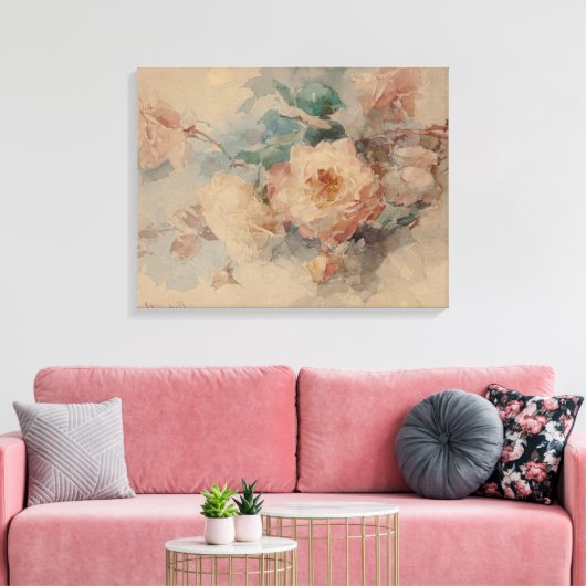 Boeket van Rozen - Franz Bischoff Canvas Afdruk (Insitu (Woonkamer))