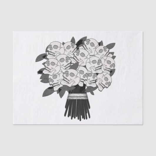 Boeket van Schedelrozen Zwart & Wit Feestje Tissuepapier (Voorkant)