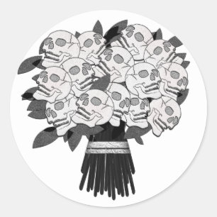 Boeket van Schedelrozen Zwart & Wit in elke kleur* Ronde Sticker