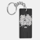 Boeket van Schedelrozen Zwart & Wit Sleutelhanger (Voorkant Links)