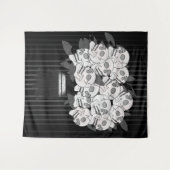 Boeket van Schedelrozen Zwart & Wit Wandkleed (Voorkant (horizontaal))