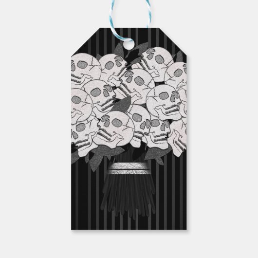 Boeket van Skull Rozen Zwart & Wit Feestgunst Cadeaulabel (Achterkant)