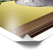 Boeket van Spring Daffodils Hyacinths Houten Tafel Foto Afdruk (Hoek)