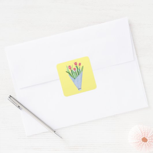 Boeket van Tulpen Sticker (Envelop)