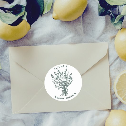 Boeket van veldbloemen Rustieke Griljige Bruidsdou Ronde Sticker