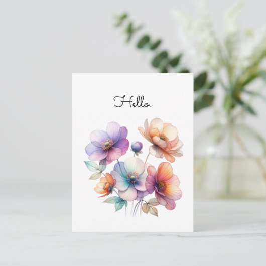 Boeket van Waterverf Bloemen Briefkaart (Staand voorkant)