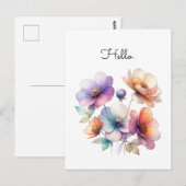 Boeket van Waterverf Bloemen  Briefkaart (Voorkant / Achterkant)