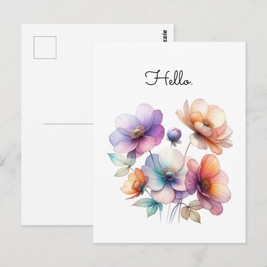 Boeket van Waterverf Bloemen  Briefkaart (Voorkant / Achterkant)