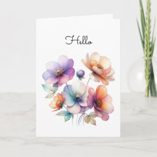 Boeket van Waterverf Bloemen Groet Kaart