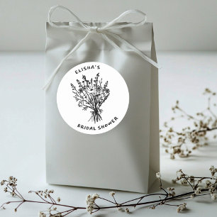 Boeket van Wilde Bloemen Landelijke Gril Bruidsdou Ronde Sticker