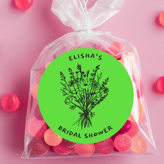 Boeket van wilde bloemen Landelijke grillige bruid Ronde Sticker