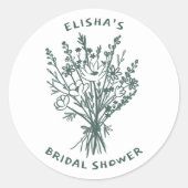 Boeket van Wilde Bloemen Rustige Gril Bridal Showe Ronde Sticker (Voorkant)