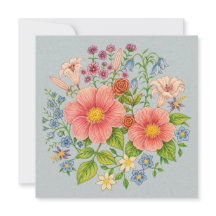 Boeket van wilde bloemen vlakke wenskaart