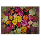 Boeket van wit roze gele rozen bloemen snijplank (Voorkant)