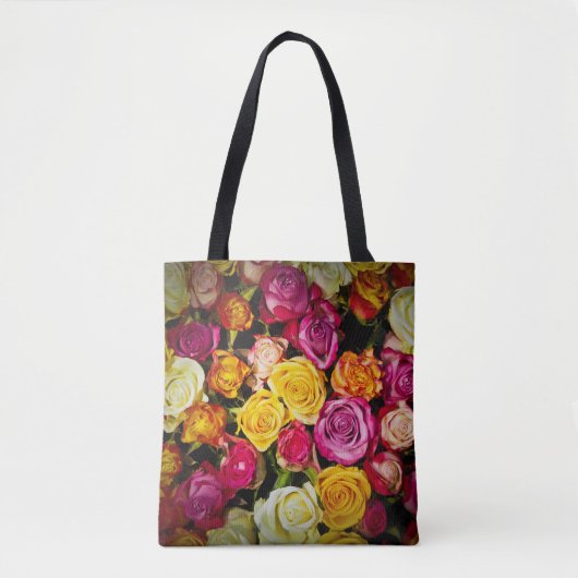 Boeket van wit roze gele rozen bloemen tote bag (Voorkant)