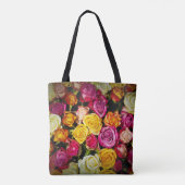Boeket van wit roze gele rozen bloemen tote bag (Achterkant)